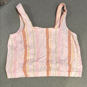 a.n.a Pink and Orange Fitted Crop Tank Top